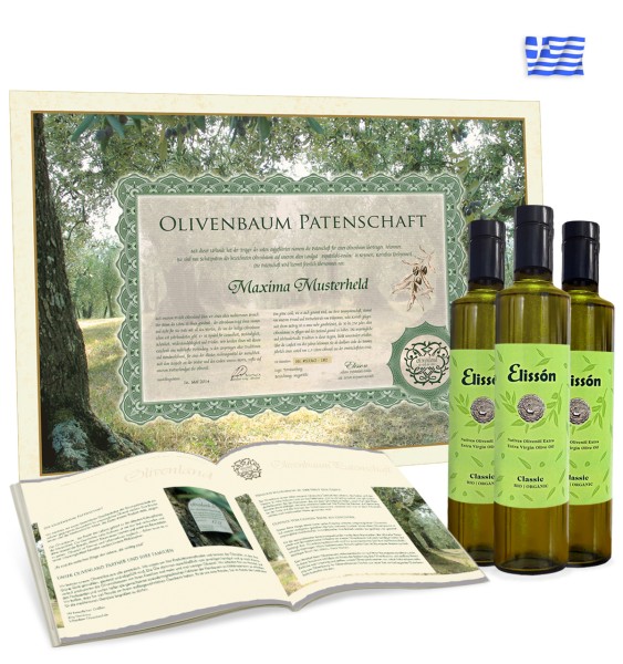 Geschenk Urkunde für 3 Jahre Olivenbaum Patenschaft